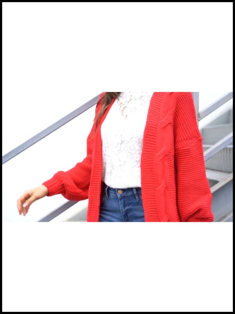 Oversized Chunky Knit Cardigan Long Sleeve Open Front Sweater Coat for Women - Picture 4 of 4
